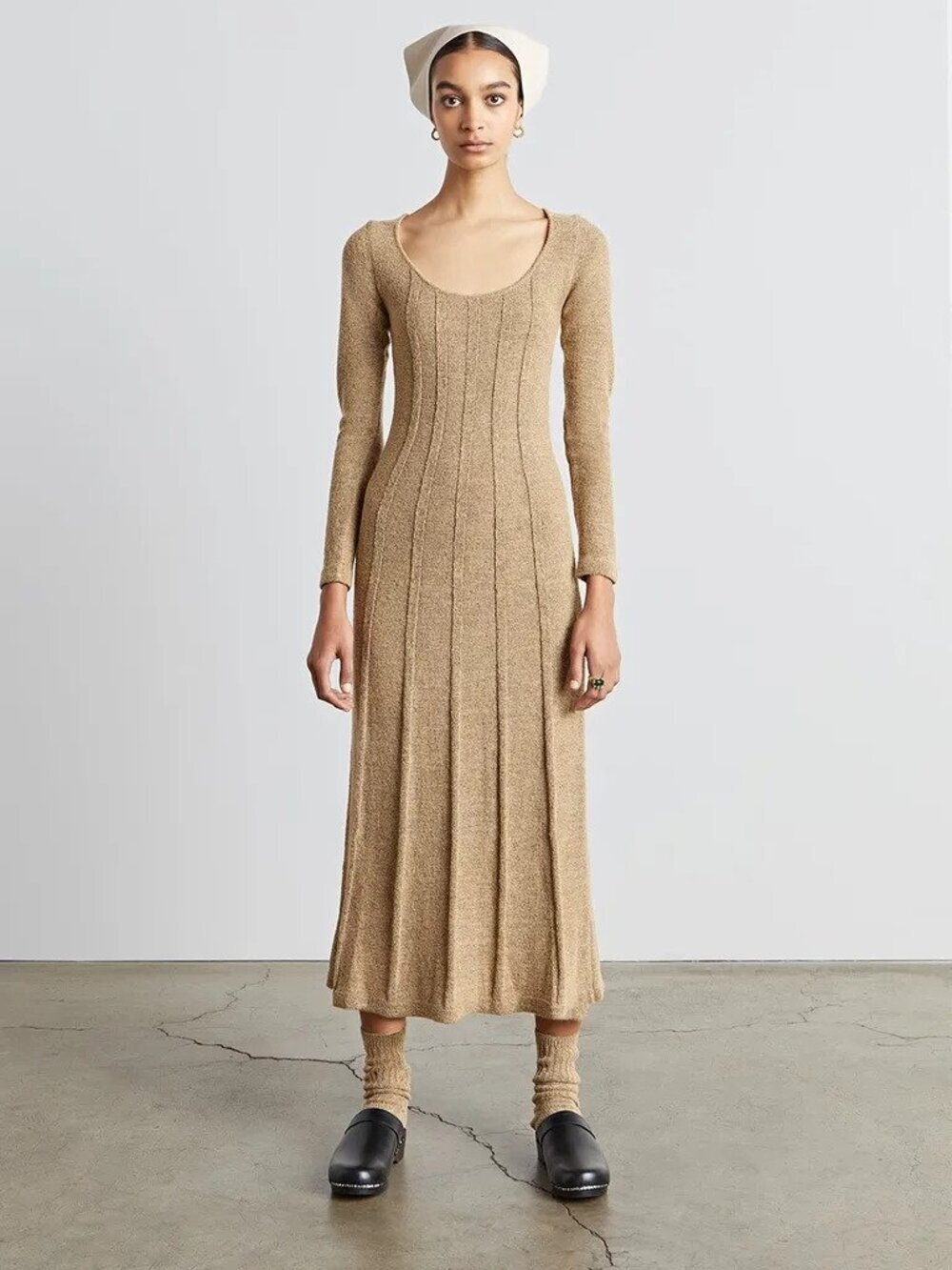 Who What Wear Evelyne Seamed Midi Dress in Fawn XL #A3119